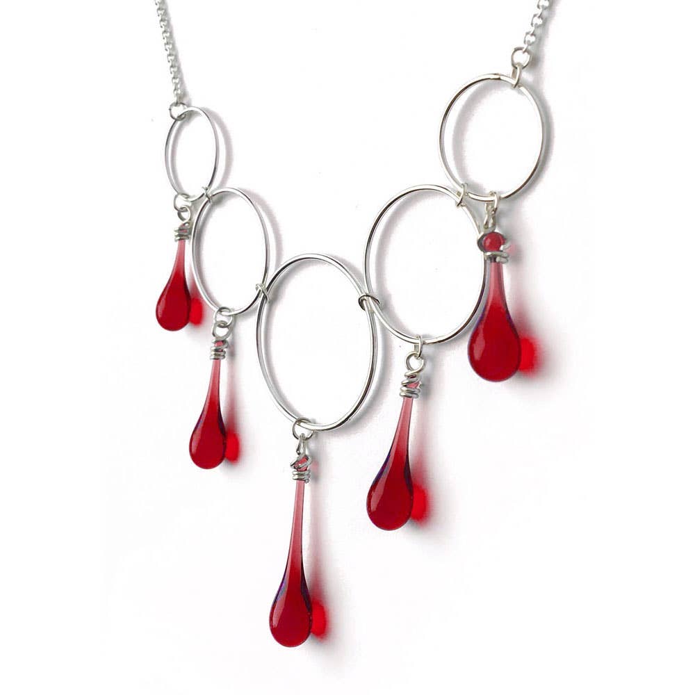 Sundrop Jewelry - Wholesale Pendant/Charm Necklace - Cassiopeia Necklace with Glass Teardrops and Silver Circles2