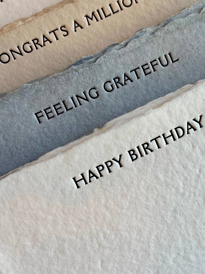 Handmade Paper Letterpressed Oversized Note Cards for wholesale by Sole Paper Co., LLC