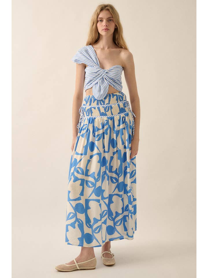 Promesa USA - Vendita all'ingrosso Gonna - Donna - Gonna lunga a balze con stampa floreale astratta11