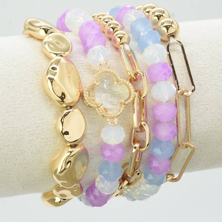 MiMi Wholesale - Vente Parures de bijoux - Bracelet de parure de bijoux avec accent de trèfle perlé