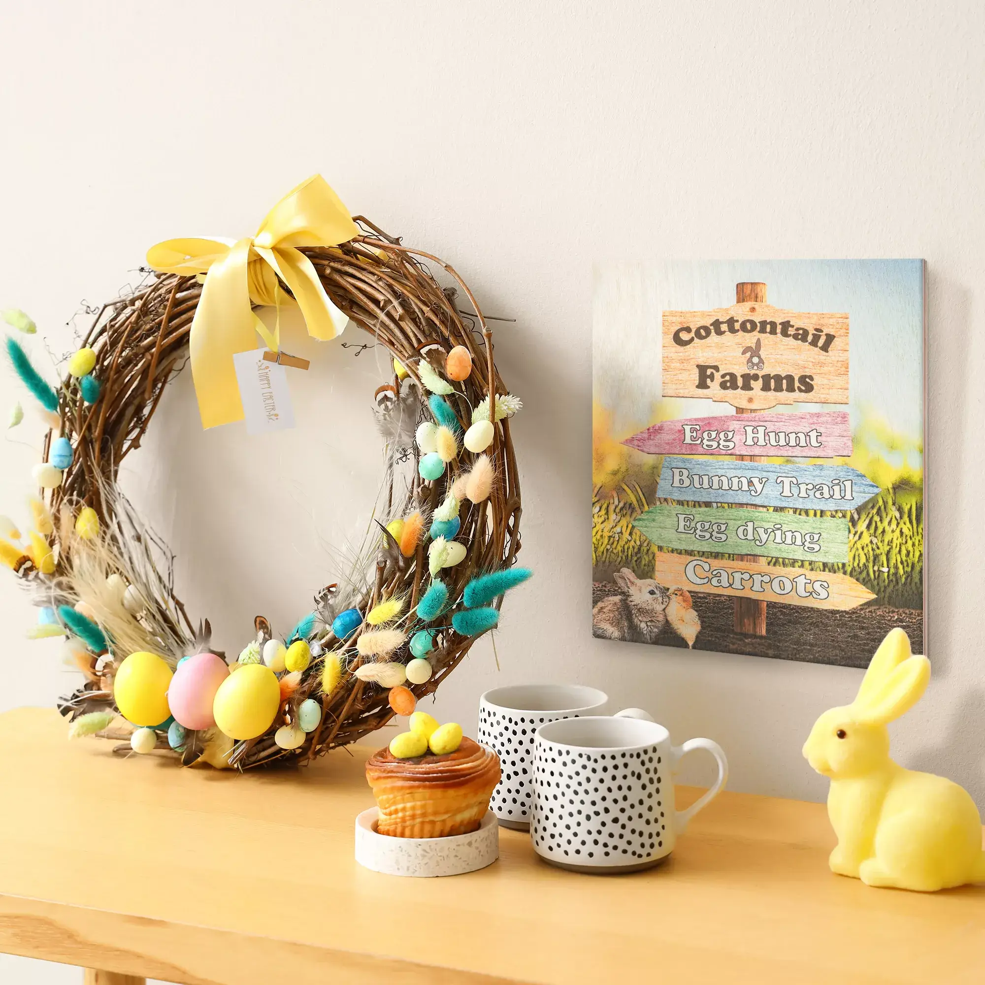 JennyGems - Wholesale Sign - Cottontail Farms Easter Decor Wooden Sign, Spring Decoration6