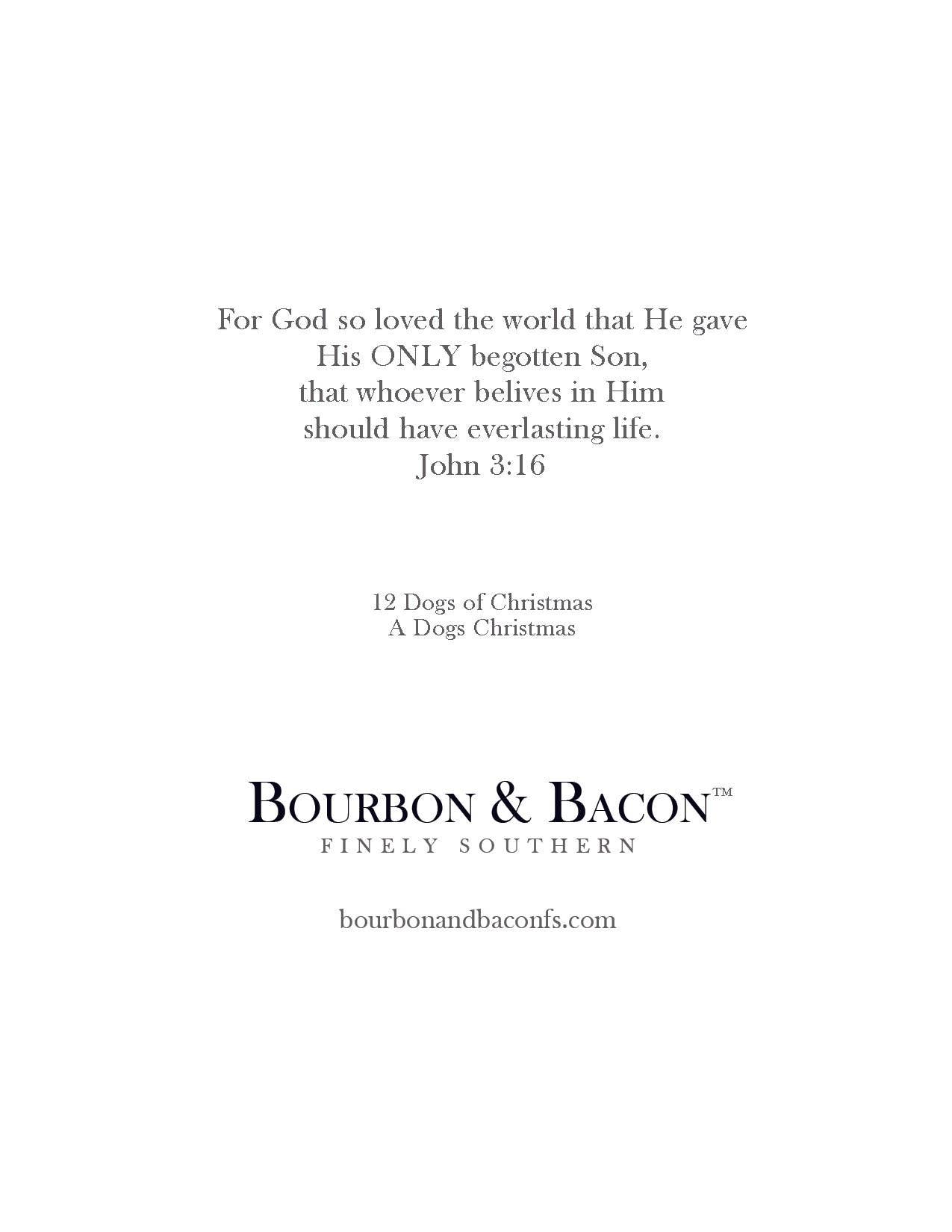 Bourbon & Bacon – wholesale Christmas card – 12 Dogs of Christmas12