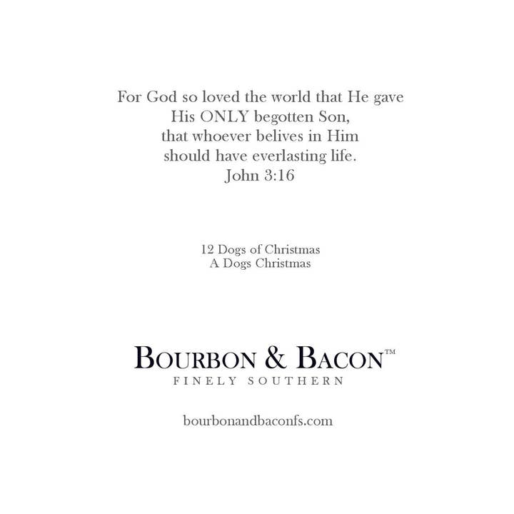 Bourbon & Bacon – wholesale Christmas card – 12 Dogs of Christmas12