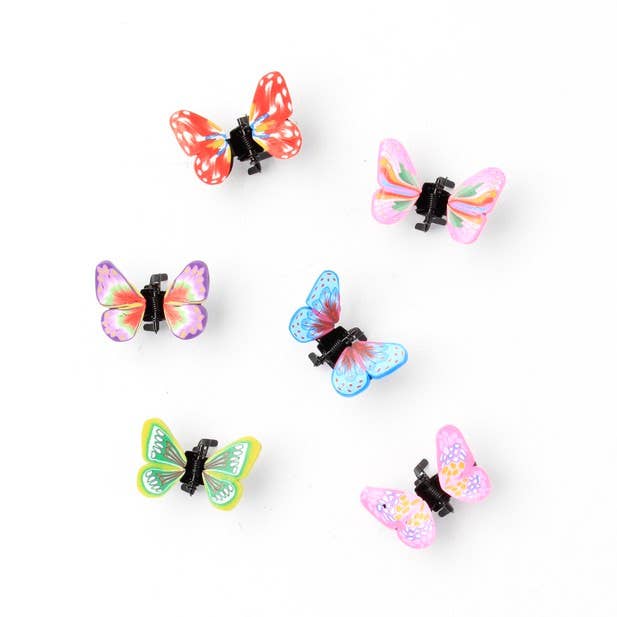 Inca UK - Wholesale Hair Clip - Kids - Card of 4 fimo style butterfly mini clamps. 1cm1