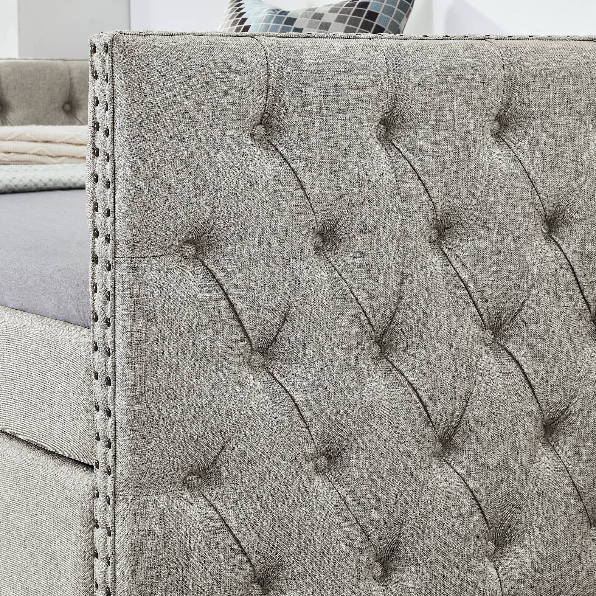 39F Inc. - Wholesale Bed - Upholstered Twin Size Daybed with Two Drawers with Button18