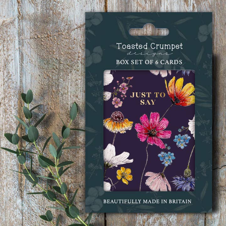 Just To Say (Regency Gardens Noir) Set Of 6 Cards for wholesale by Toasted Crumpet (US Duties Paid)