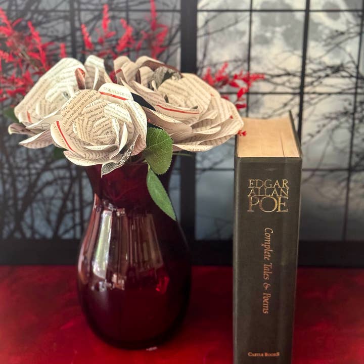 Literary Blooms - Wholesale Artificial Flowers - Edgar Allan Poe Paper Rose – Medium (5")4