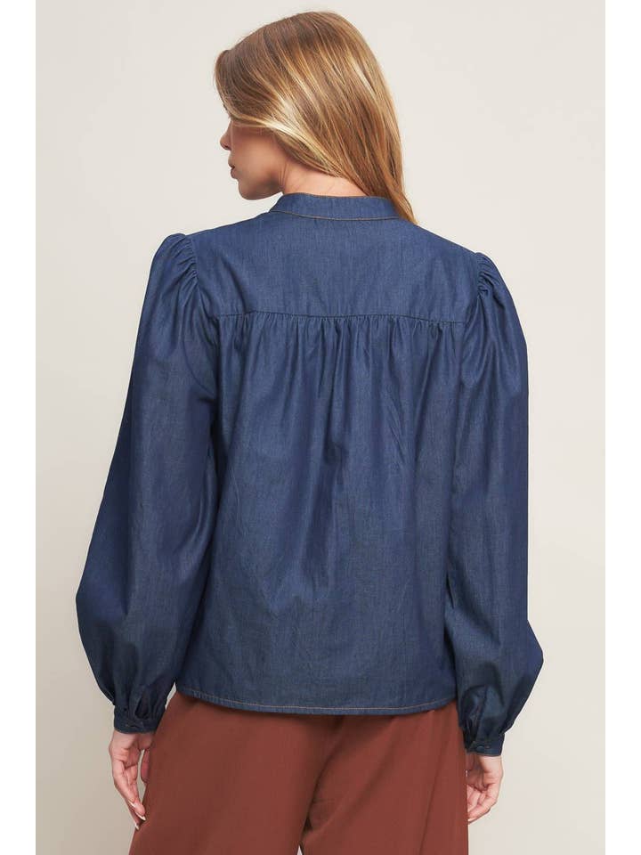 DARK INDIGO A lightweight denim top - IT13872 for wholesale on Faire3