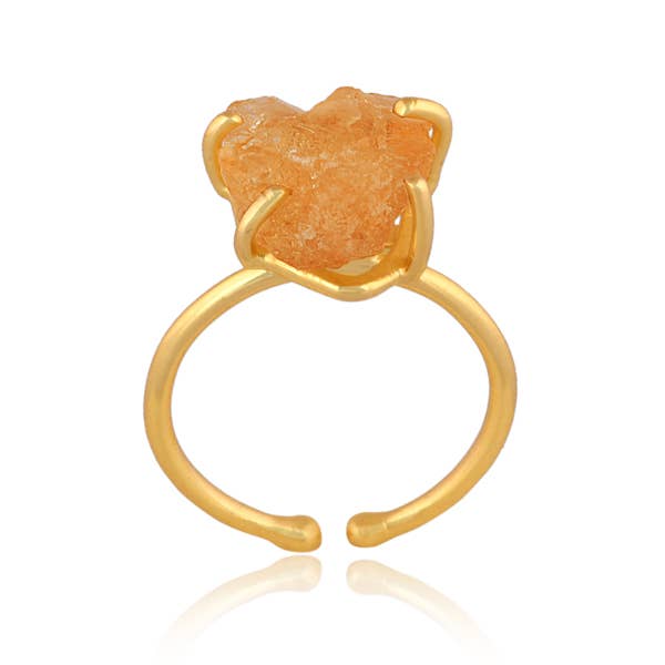 Anillo de citrino crudo, piedra zodiacal de Escorpio/piedra natal de noviembre para venta al por mayor de BellaMira Home