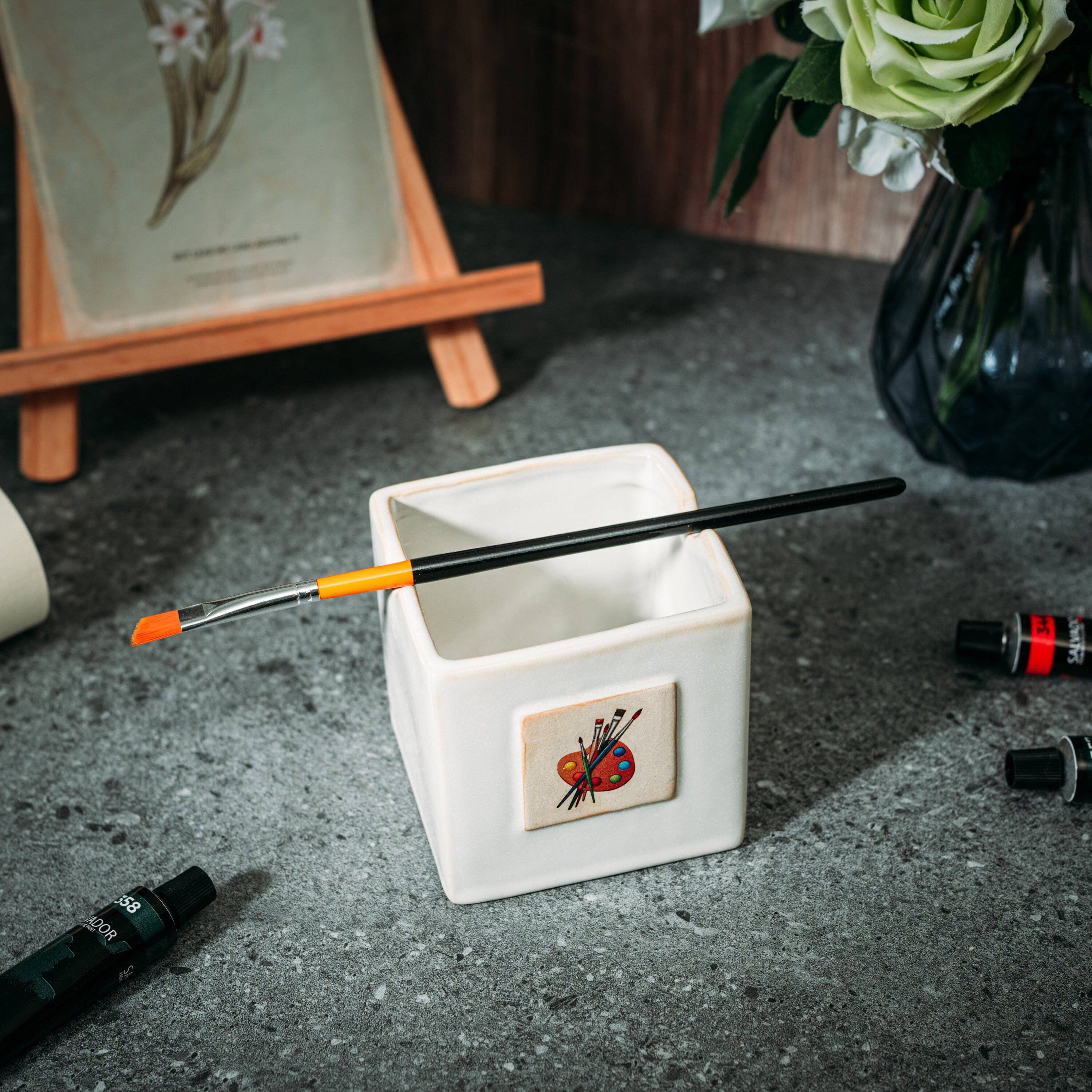 The Wine Savant /  Khen Glassware - Wholesale Paint Set - Painters Artist Cup by Gute 3.5"H 3" W - Paint Mixing Cup3