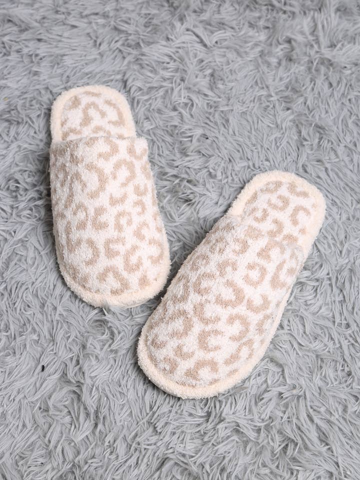 Jasper Trading LLC - Wholesale Slippers - Women's - LEOPARD PATTERN LUXURY SOFT SLIPPERS- BEIGE