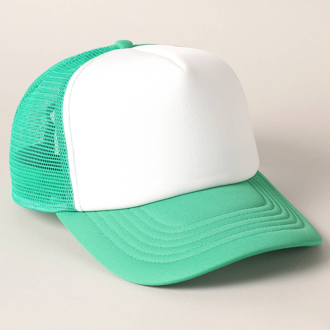 Fashion City - Wholesale Trucker Hat - Unisex - White Foam Front Colored Mesh Back Trucker Hat31