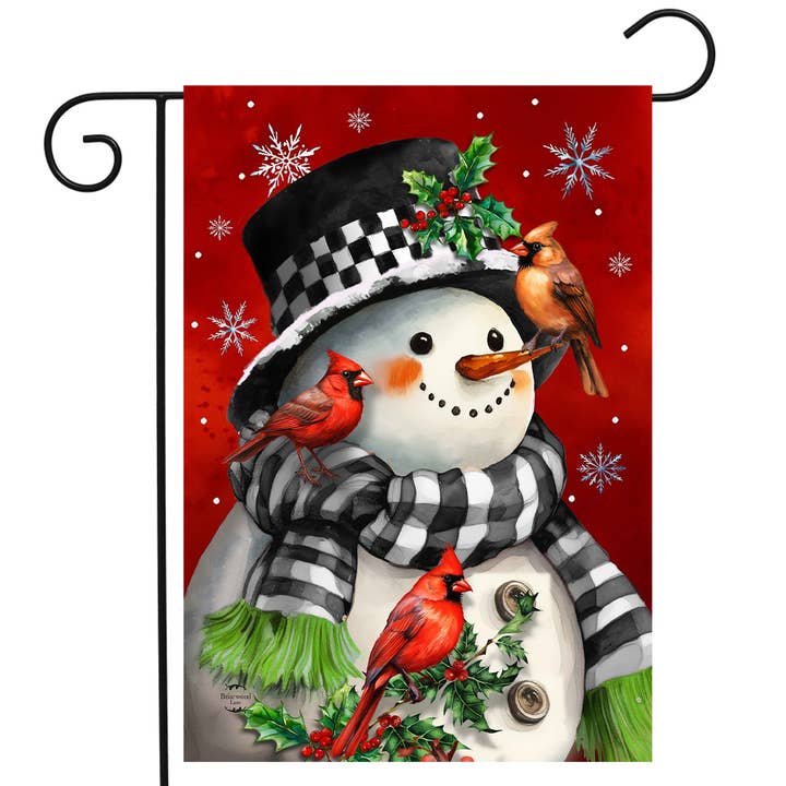 Snowman With Cardinals Garden Flag for wholesale by Briarwood Lane