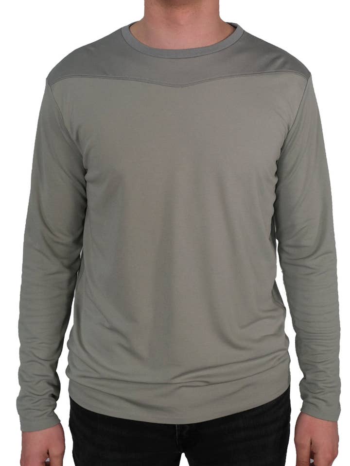 Girocollo manica lunga (grigio oliva) per la vendita all'ingrosso da parte di SpearPoint Apparel