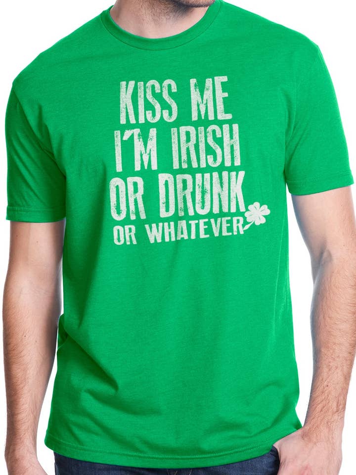 St Patricks Day Shirt Kiss Me I'm Irish or Drunk or Whatever Mens T Shirt Husband Gift Wife Gift Shirt St Patricks Shirt Irish Shirt for wholesale by EBOLLO