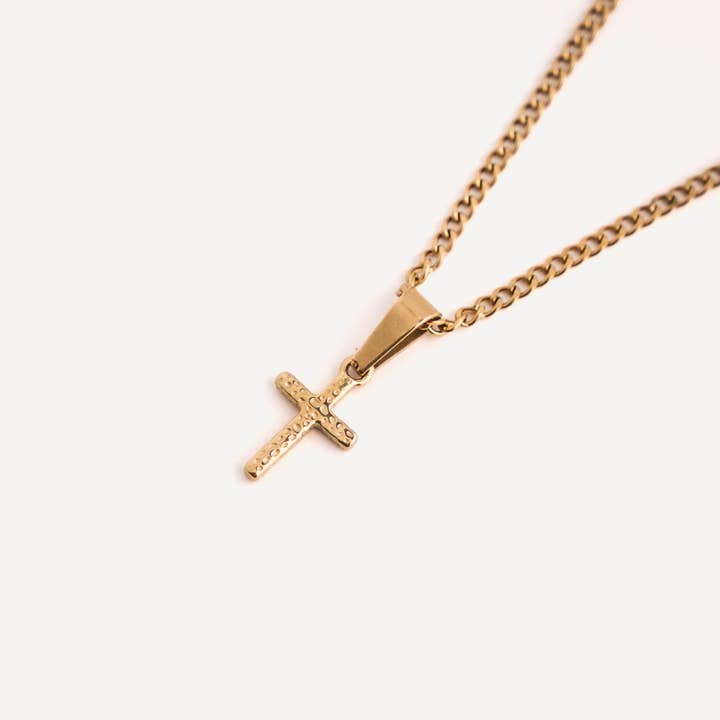 Micro Hammered Cross - Gold for wholesale by Twistedpendant