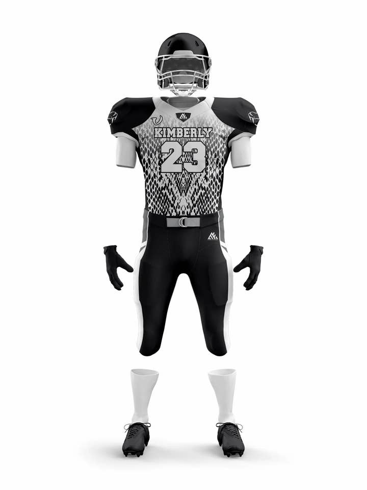 Kimberly Black Textured American Football Uniform for wholesale by Midfield Apparel LLC