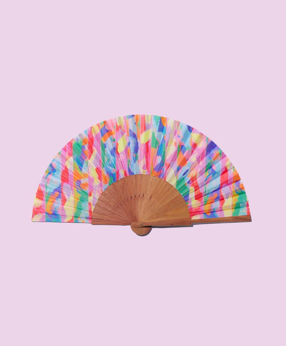 A FAN OF - Wholesale Party/Paper Folding Fan - CHROMATIC COLLAGE Fan - Medium - Multicolor