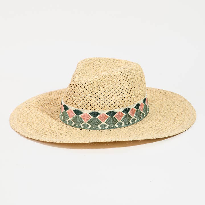 Collections by Fame Accessories - Wholesale Straw Hat - Women's - Fan Pattern Strap Straw Fedora Hat6
