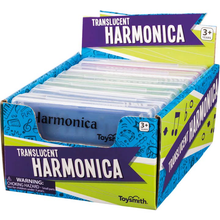 Toysmith - Wholesale Musical Toy - Kids & Baby - 4" Translucent Harmonica, Assorted Colors