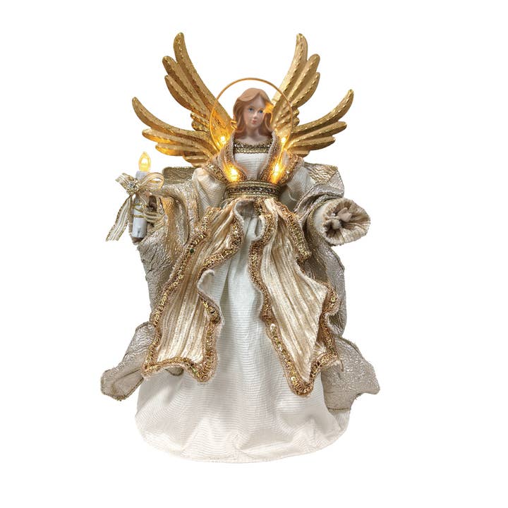 Season's Designs - Wholesale Christmas Decoration - 16" Bronze/Ivory PreLit Angel Figurine