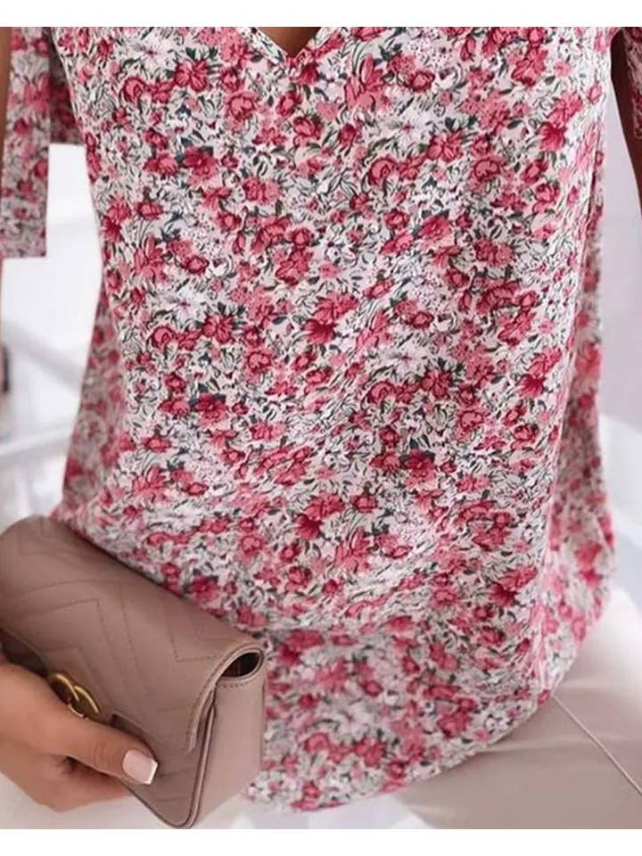 PINK floral print tied detail v neck tank top for wholesale on Faire