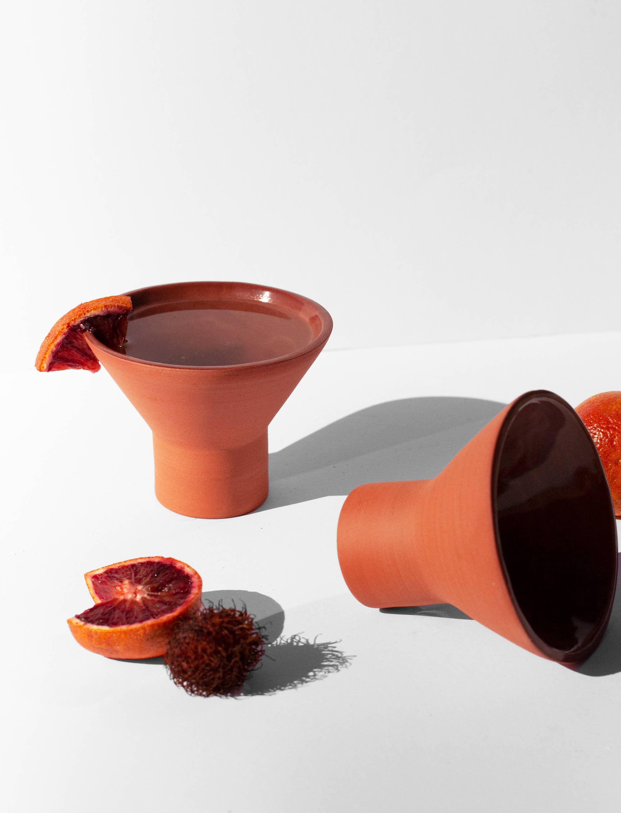 Guten Co. - Wholesale Cocktail/Liquor Glass - Stemless Martini Glass, Terra Cotta