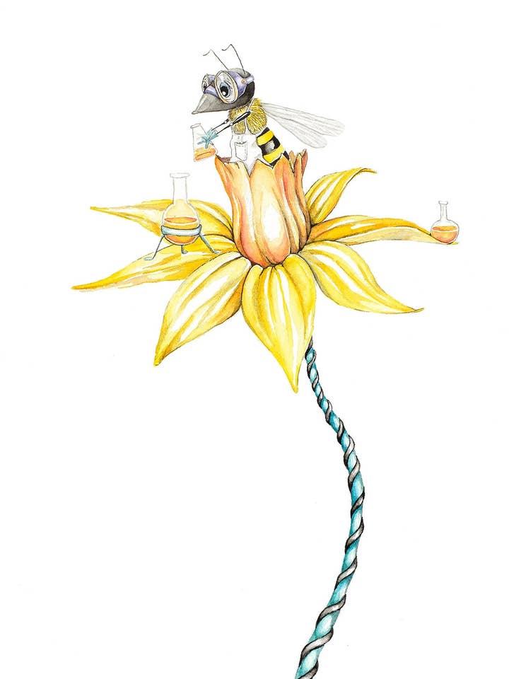 Tarjeta de nota Pollenist Bee 5"x7" para venta al por mayor de Katie Crawford Art