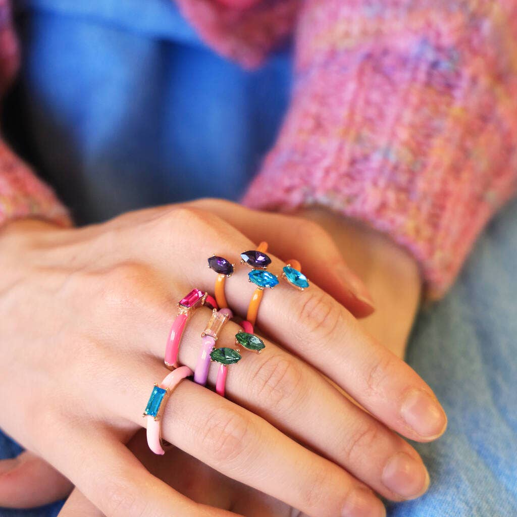 Lucent Studios Ltd - Wholesale Cocktail/Statement Ring - Bright Enamel and Glass Stone Ring6