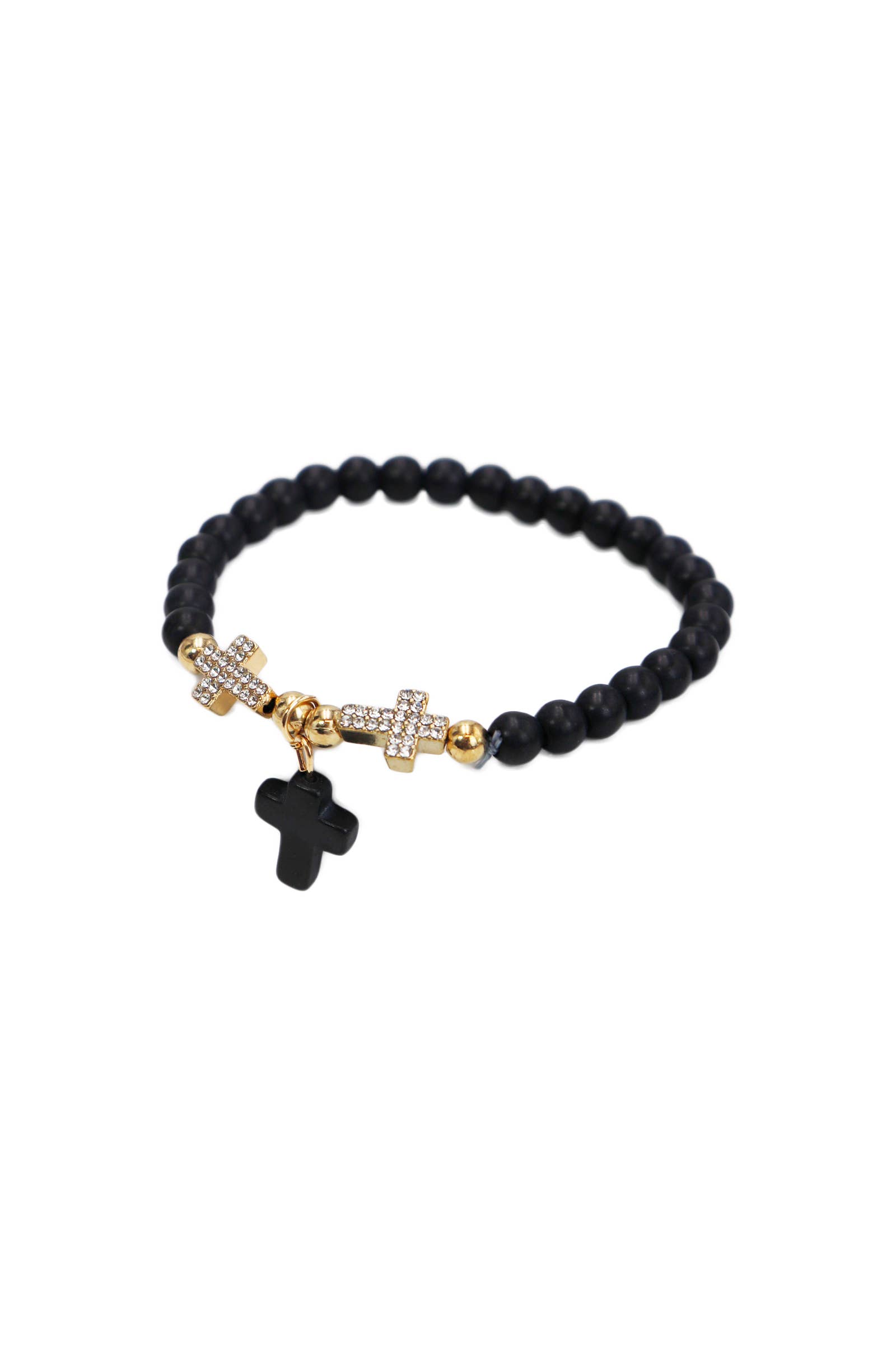 Cap Zone - Wholesale Beaded Bracelet - Cross Pendant Stone Beaded Stretch Bracelet4