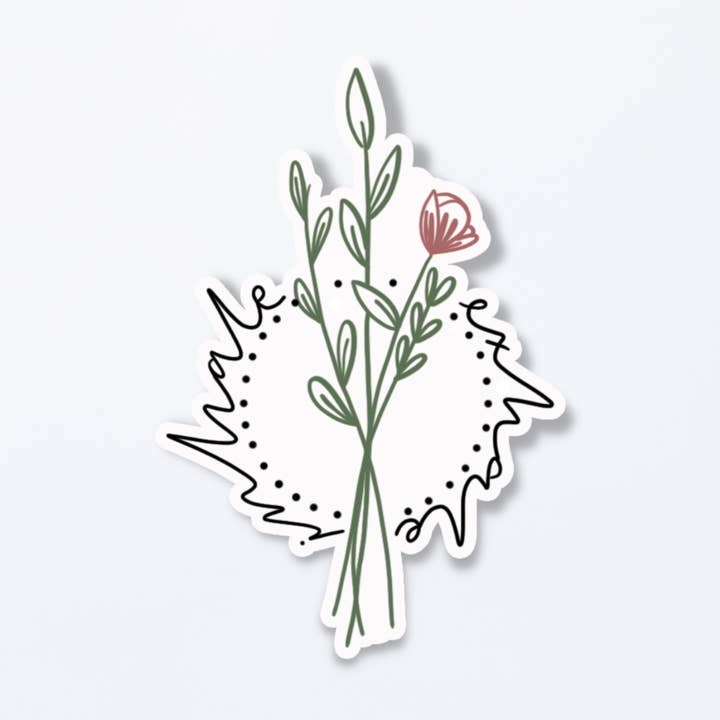 Floral Inhale Exhale Affirmation Mental Health Vinyl Sticker for wholesale by MB Lettered Designs