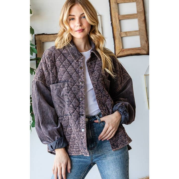 CHAQUETA DE PANA ACOLCHADA CON BOTONES EN LA PARTE DELANTERA para venta al por mayor de Oli&Hali