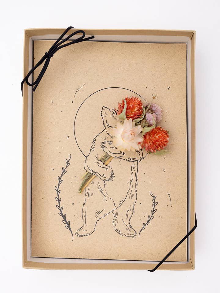 Cartão de saudação floral I Love You Beary Mut Moon Bear por atacado de Orchid & Pine Studio