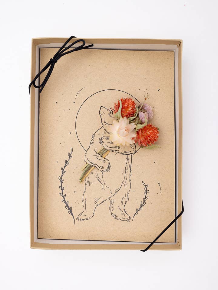 I Love You Beary Much Moon Bear Floral Greeting Card for wholesale by Orchid & Pine Studio