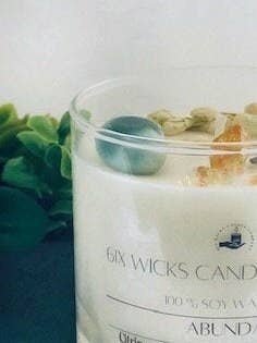 Vela Prosperity, Abundance Intention, Crystal Aromath para venta al por mayor de 6ix Wicks Candle & Crystal