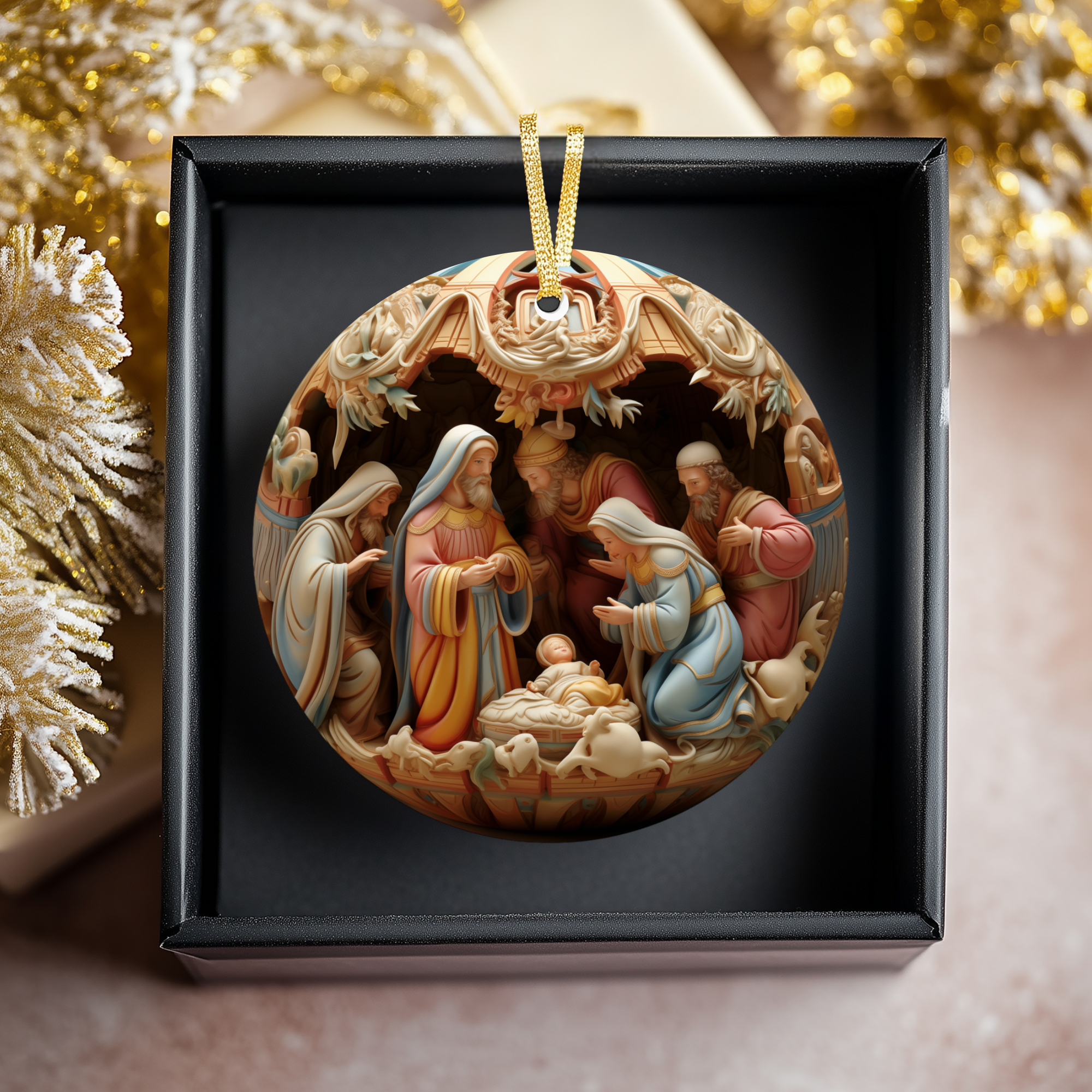 Fernville Creations - Wholesale Ornament - Christmas Nativity Flat Disc Ornament, Religious Gift8