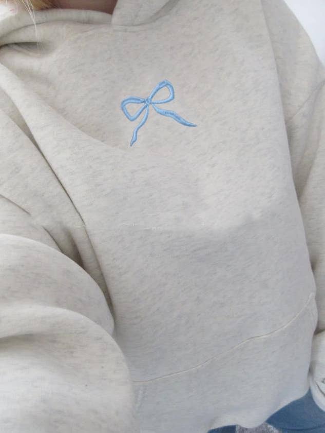 Rosa Clothing - Wholesale Hoodie - Women's - Bow Pattern Floral Embroidered Hooded Sweatshirt7