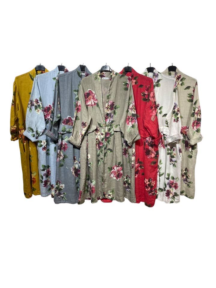 LINEN & COTTON HOUSE – Großhandel Jacke – Damen – Jacke 1142 aus Leinen mit Blumenmuster und Taschen9