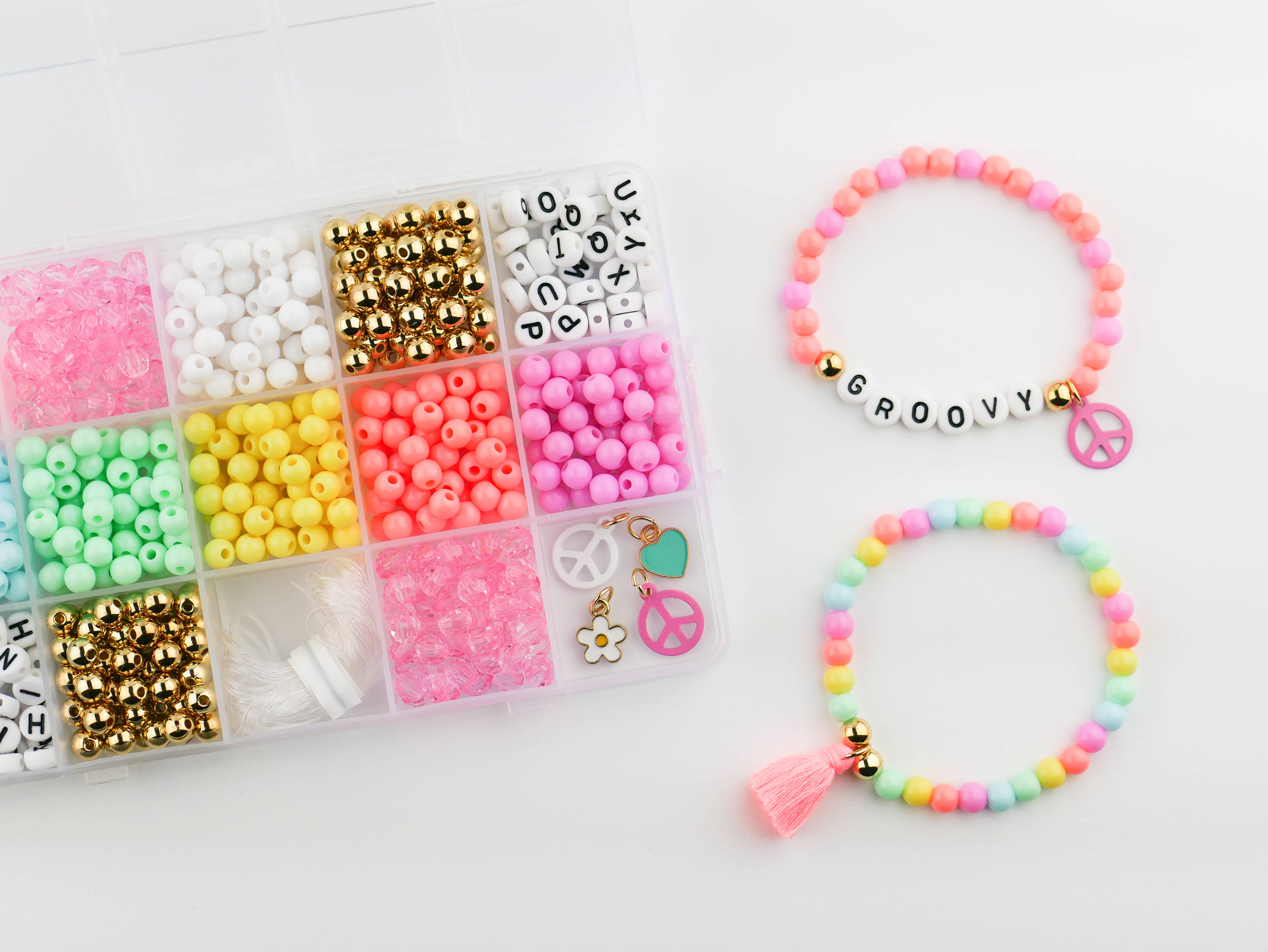 Stacked Sweetly - Wholesale DIY Jewelry - Kids - Groovy Goals DIY Stretchy Bracelet Craft Kit6