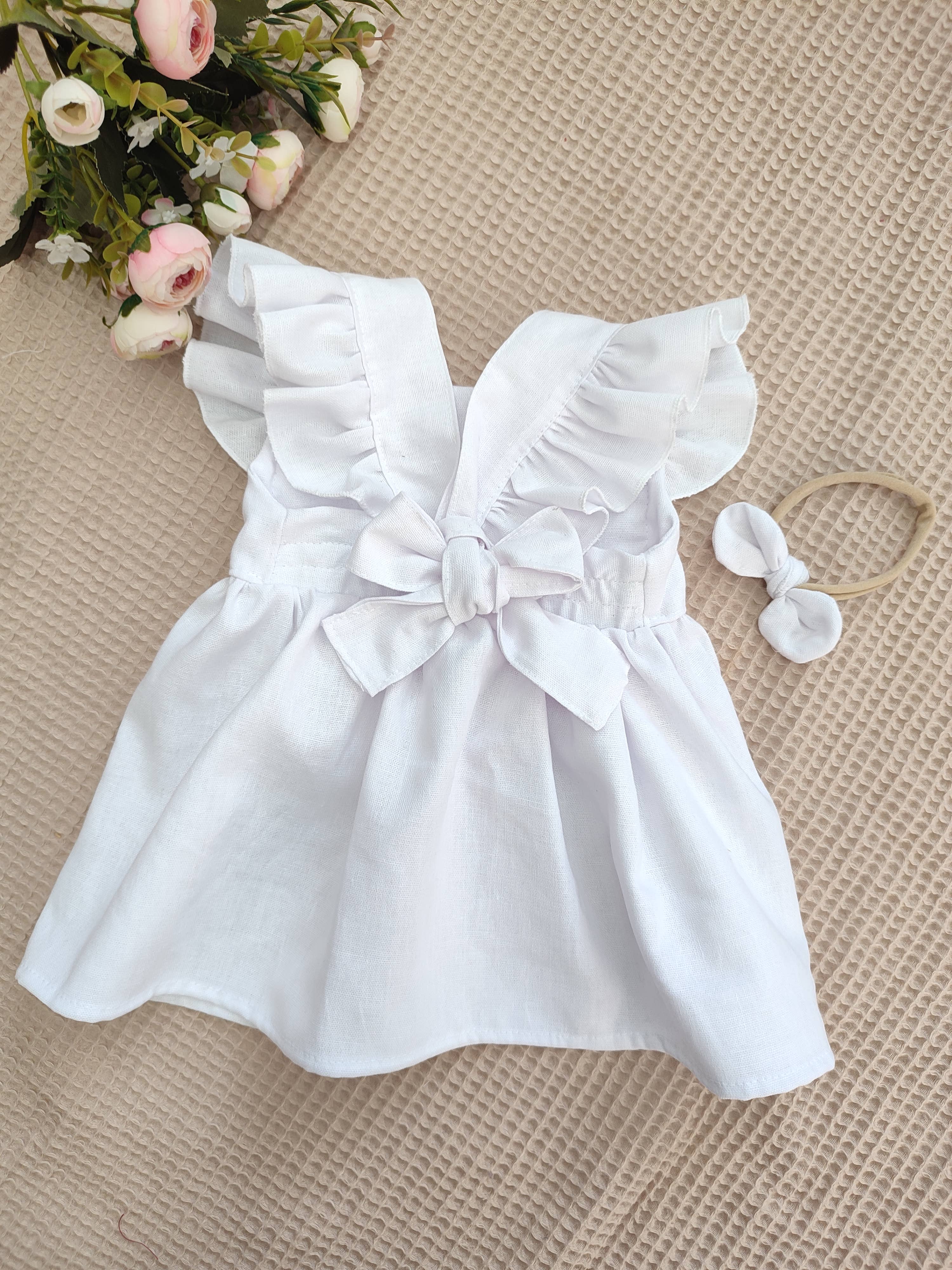 Petiteaude - Venta al por mayor Vestido - Niños - Vestido de delantal de bautizo para niña con flores de primavera y verano para niñas0