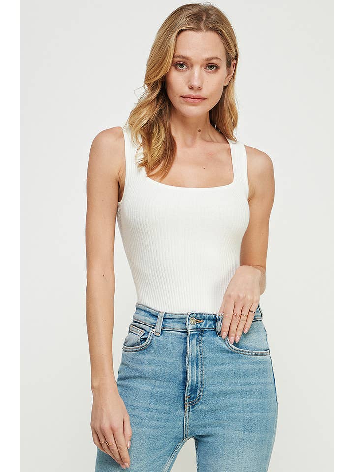 Allie Rose - Wholesale Bodysuit - Women's - Square Neck Ribbed Fine Gauge Bodysuit5