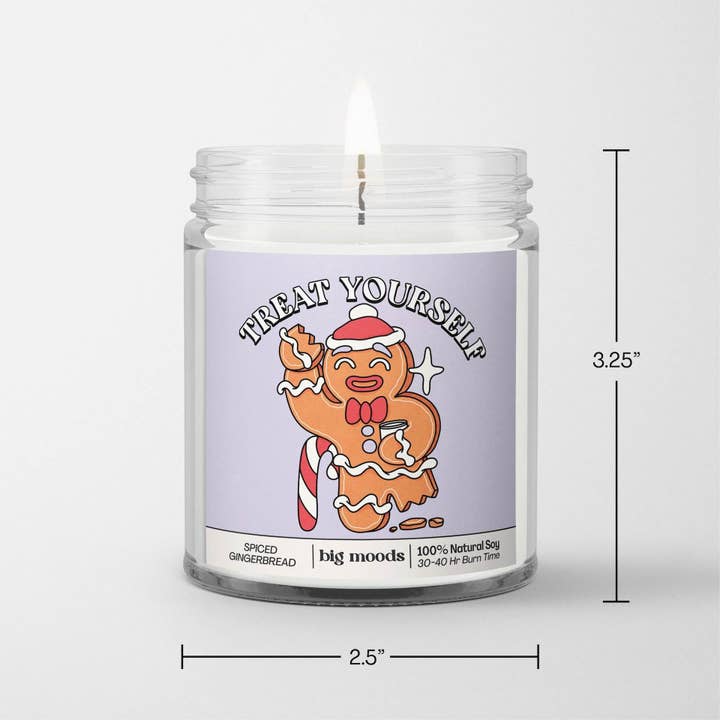 Big Moods - Wholesale Jar/Filled Candle - "Treat Yourself" Spiced Gingerbread - Holiday Candle (Soy)2