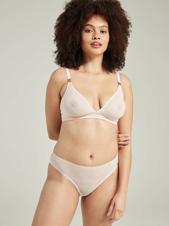Bralette The Sheer Deco Easy Does It, rose pâle pour la vente par Nudea