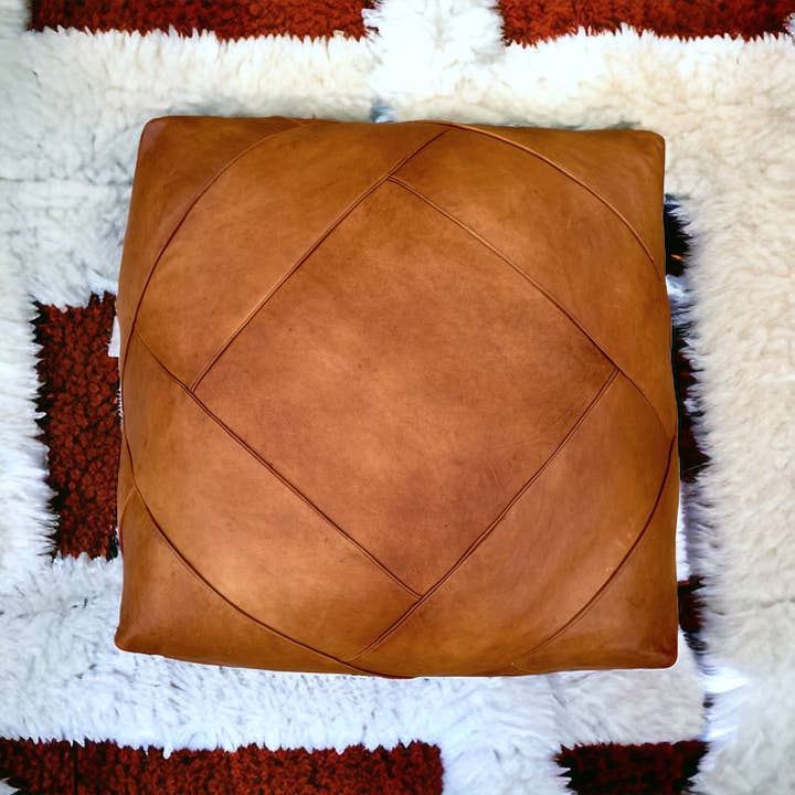 DarKech - Wholesale Pouf - Amazing square Ottoman Pouffe Moroccan leather pouf