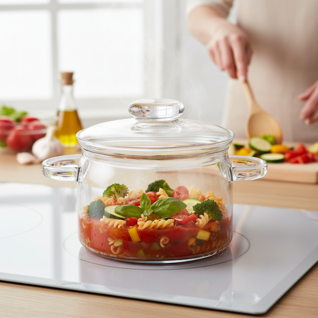 Kadra Kitchenware - Wholesale Cooking Pot - Simax - Nyko, Clear Glass Pot, with Lid, 1.5L1