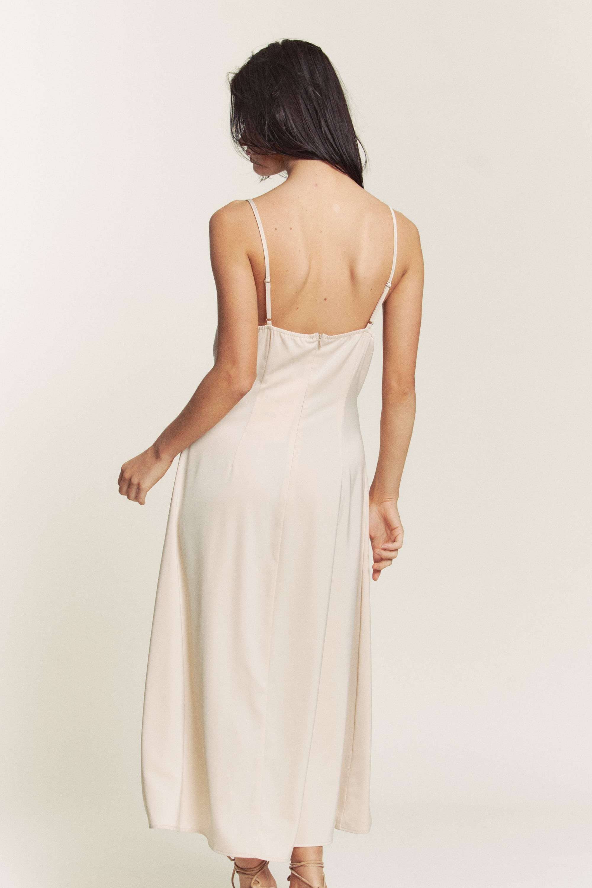 Hers & Mine - Wholesale Dress - Women's - SATIN SPAGHETTI STRAP X LACE TRIM MIDI DRESS9