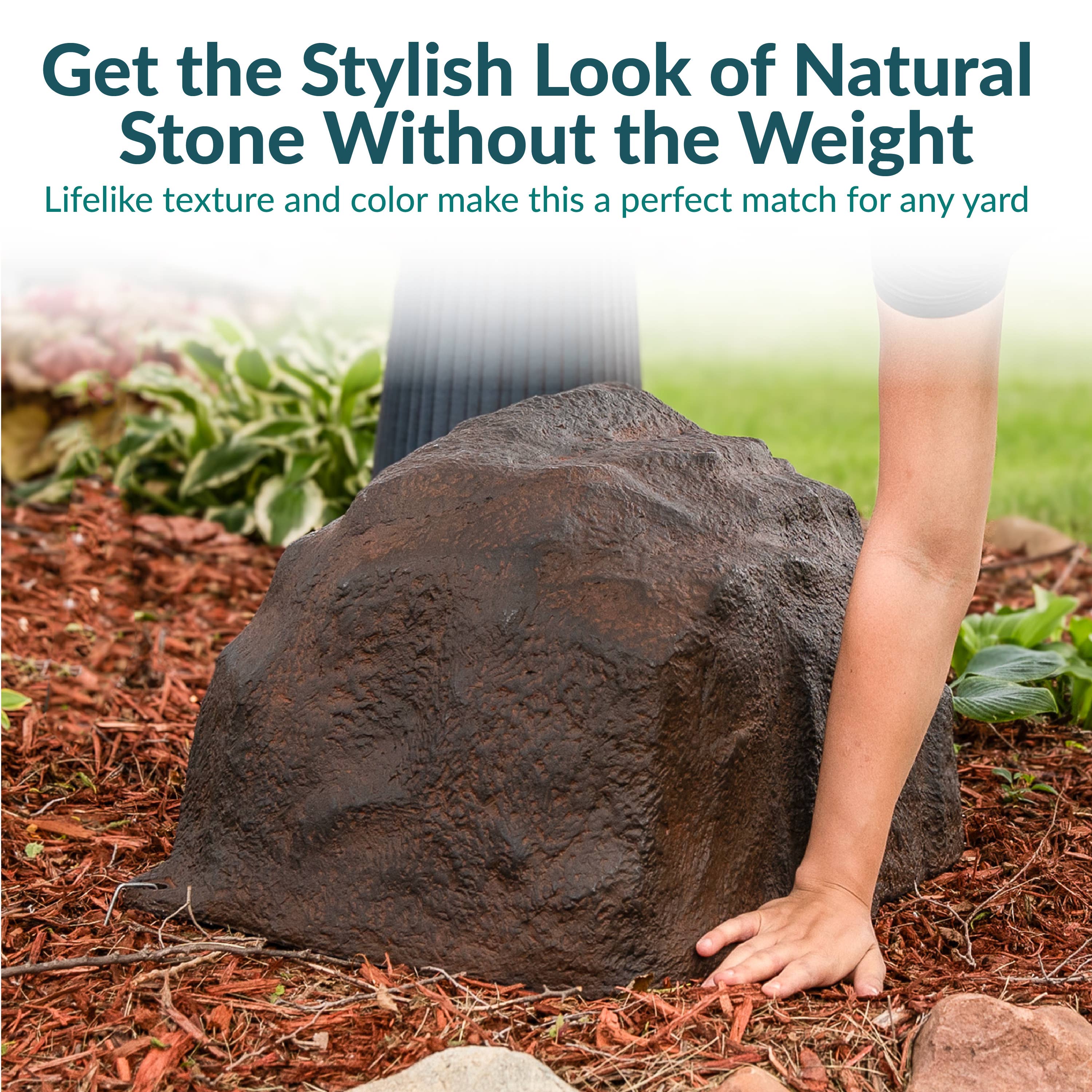 Sunnydaze Decor - Wholesale Outdoor Ornament/Decor - 2 Low-Profile Artificial Landscape Rock with Stakes - Brown4