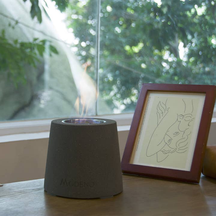 Sol Living - Wholesale Fire Pit - Entta Grey Tabletop Fireplace - 6.3 Inches - Ethanol1