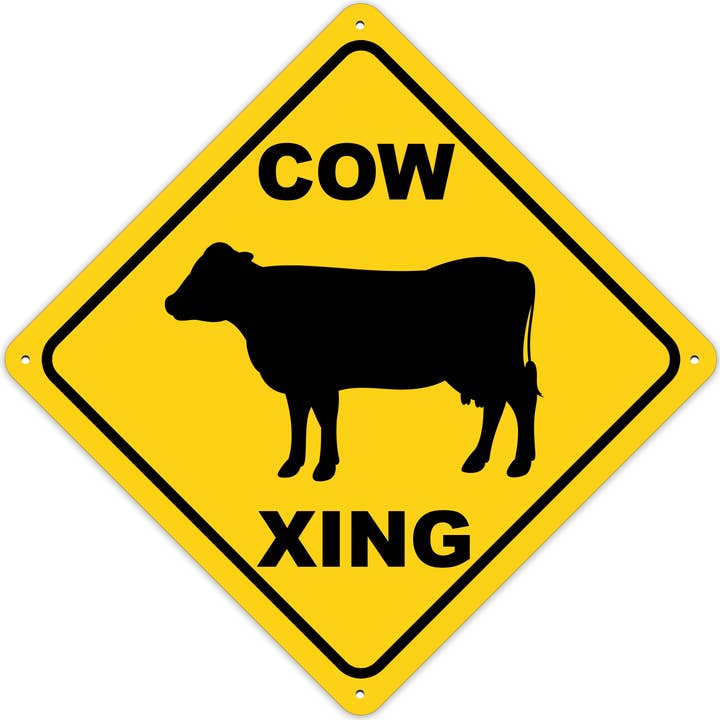 Wi-Wear - Wholesale Sign - Cow Crossing Sign Aluminum Indoor/Outdoor Sign