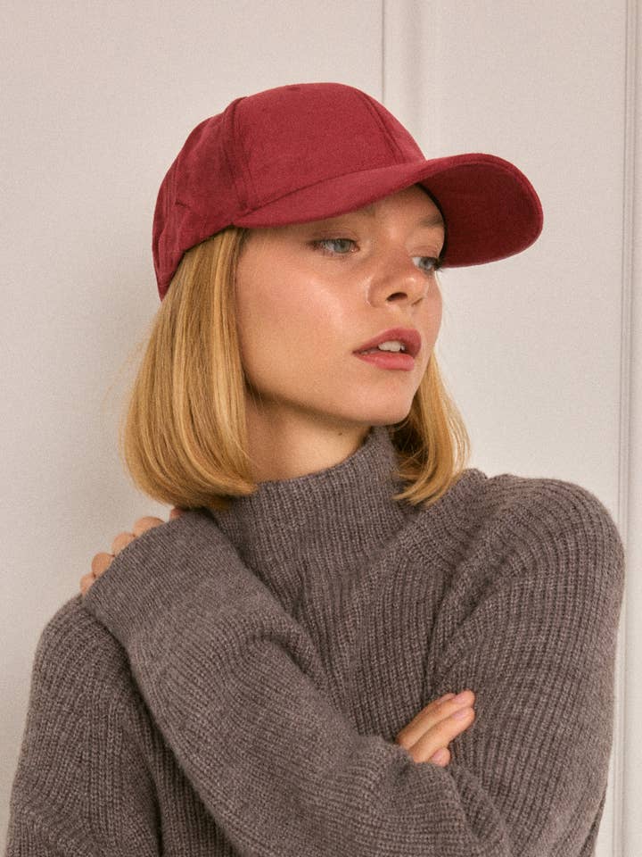 Suede cap MJ301HK for wholesale by BYREN | ÉLINE L'ATELIER